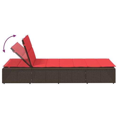 Solseng med flydende hynde polyrattan brun