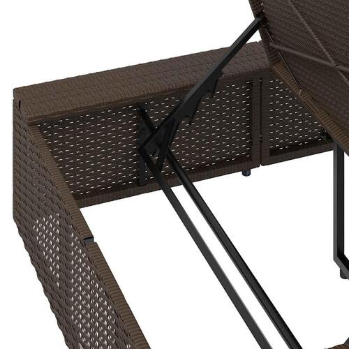 Solseng med flydende hynde polyrattan brun