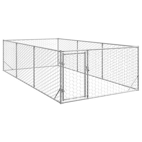 Udendørs hundegård med dør 2x4x1 m galvaniseret stål