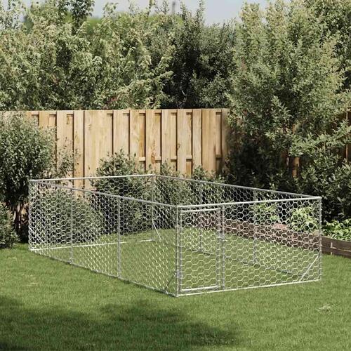 Udendørs hundegård med dør 2x4x1 m galvaniseret stål
