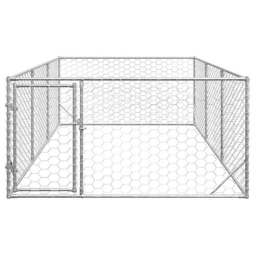 Udendørs hundegård med dør 2x4x1 m galvaniseret stål