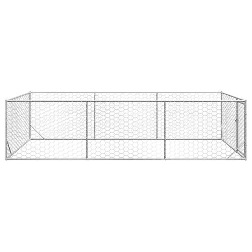 Udendørs hundegård med dør 2x4x1 m galvaniseret stål