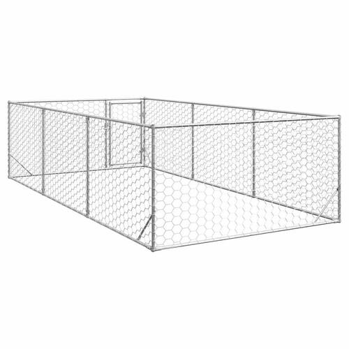 Udendørs hundegård med dør 2x4x1 m galvaniseret stål
