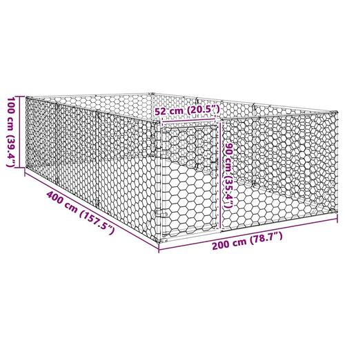 Udendørs hundegård med dør 2x4x1 m galvaniseret stål