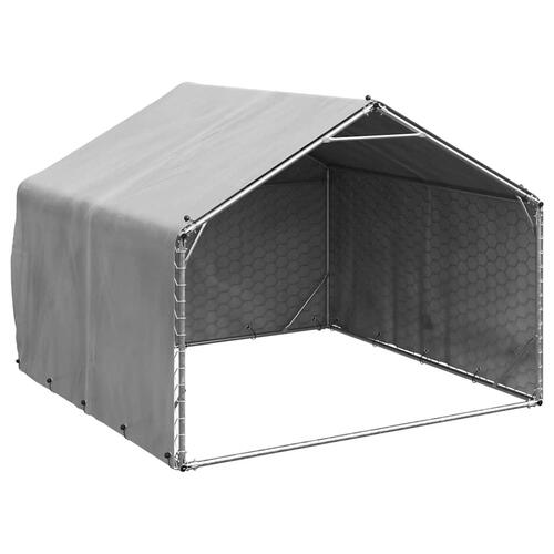 Udendørs hundegård med overdækning 2x2x1,5 m galvaniseret stål