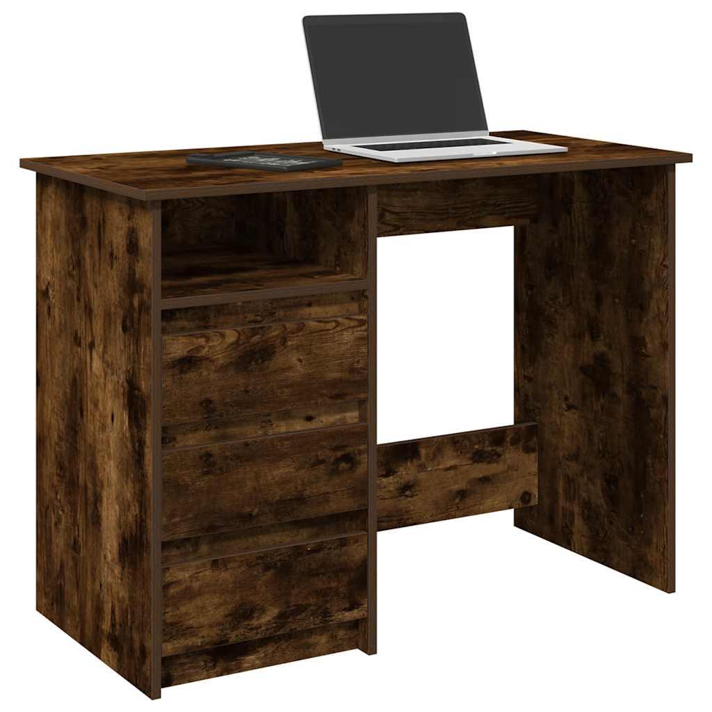 Skrivebord 102x50x75 cm konstrueret træ røget egetræsfarve