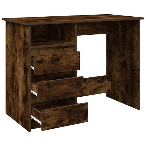 Skrivebord 102x50x75 cm konstrueret træ røget egetræsfarve