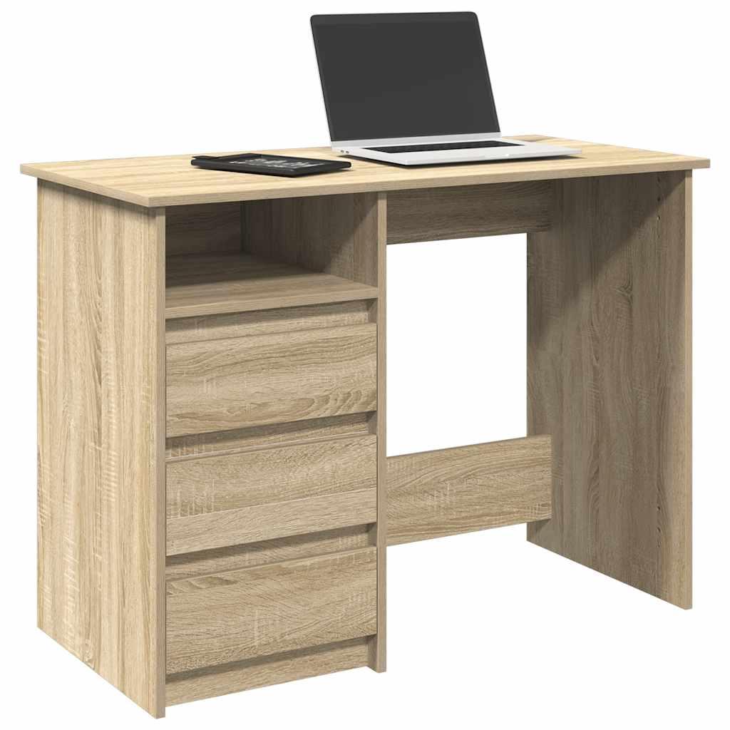 Skrivebord 102x50x75 cm konstrueret træ sonoma-eg