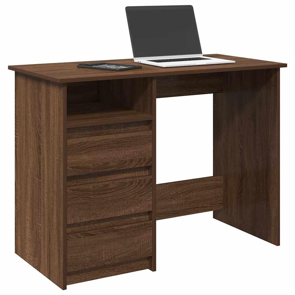 Skrivebord 102x50x75 Konstrueret Træ Brun Egetræsfarve