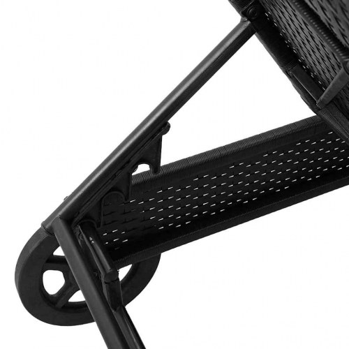 Liggestol med hjul og hynde polyrattan sort