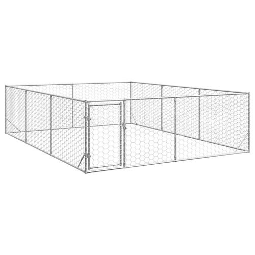 Udendørs hundegård med dør 3x4x1 m galvaniseret stål