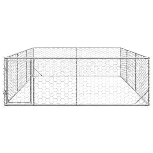 Udendørs hundegård med dør 3x4x1 m galvaniseret stål