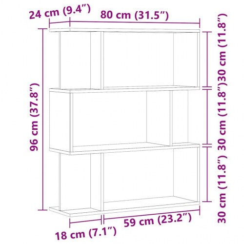 Bogskab/reol 80×24×96 cm i konstrueret træ - antikt træ