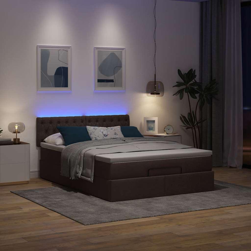 vidaXL osmannisk sengeramme med madras 140x200 cm stof mørkebrun