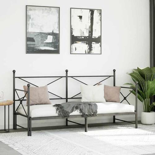 Daybed med udtræk uden madras 80x200 cm stål sort