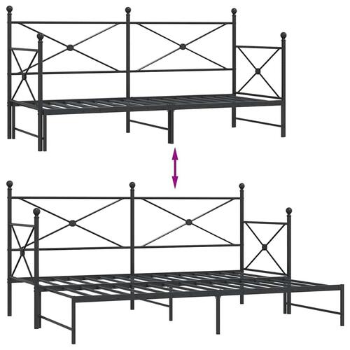 Daybed med udtræk uden madras 80x200 cm stål sort