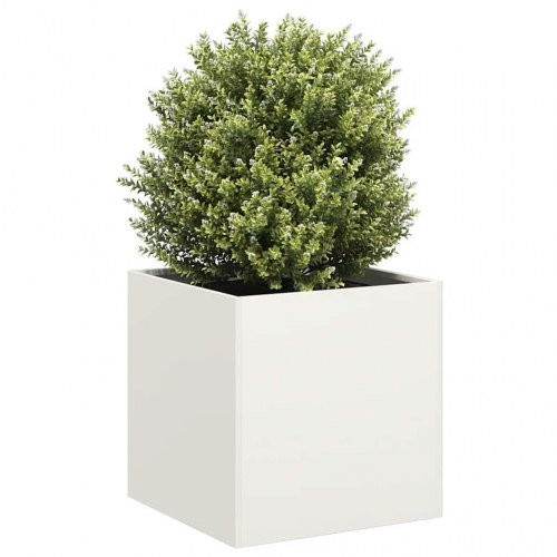Plantekasse 40×40×40 cm i koldvalset stål - hvid