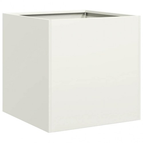 Plantekasse 40×40×40 cm i koldvalset stål - hvid