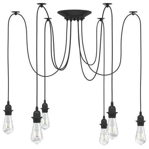 Pendellampe med 6 lampeholdere E27 metal sort