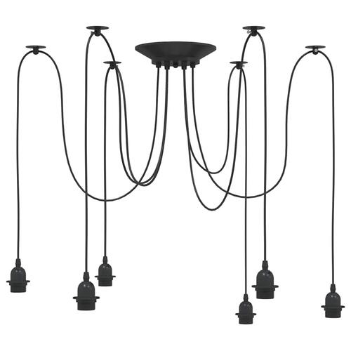 Pendellampe med 6 lampeholdere E27 metal sort