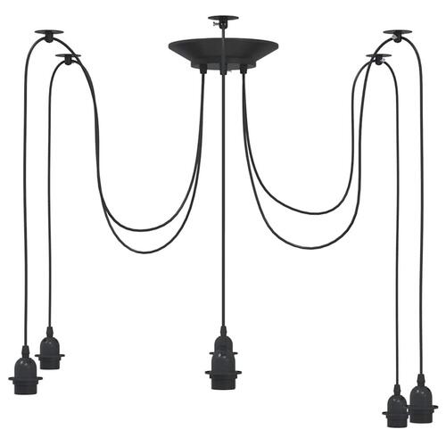 Pendellampe med 6 lampeholdere E27 metal sort