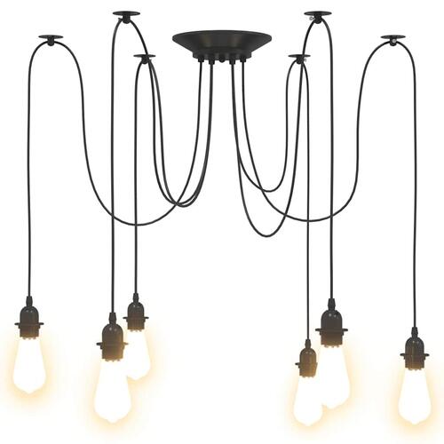 Pendellampe med 6 lampeholdere E27 metal sort