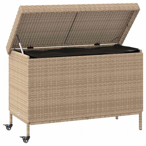 Opbevaringsboks med hjul i polyrattan - 110 × 55 × 73 cm, beige