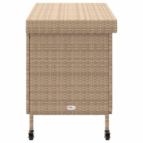 Opbevaringsboks med hjul i polyrattan - 110 × 55 × 73 cm, beige