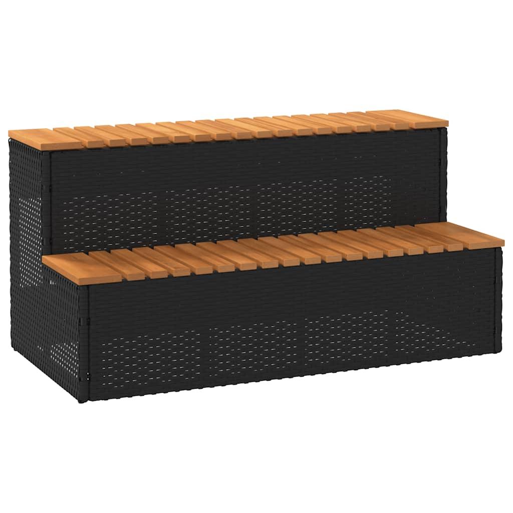Spakant 100x50x50,5 cm polyrattan og massivt akacietræ sort