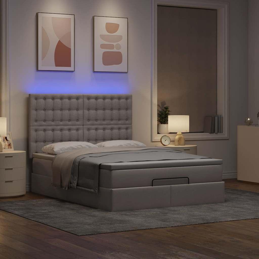vidaXL osmannisk sengeramme med madras 140x200 cm stof gråbrun