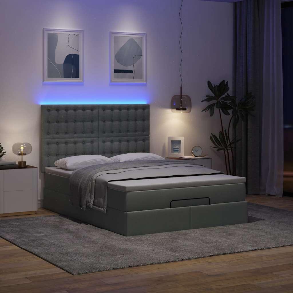 Osmannisk sengeramme med madras 140x200 cm stof mørkegrå