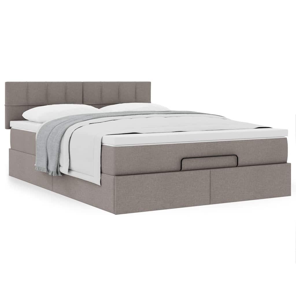 Ottoman seng 140x200 cm med madras og opbevaring - gråbrun