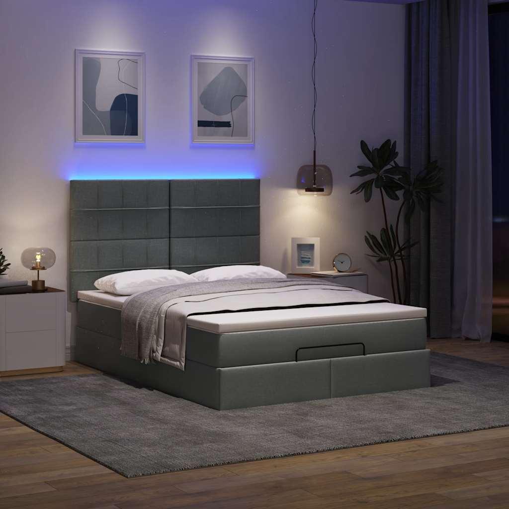 Osmannisk sengeramme med madras 140x200 cm stof mørkegrå