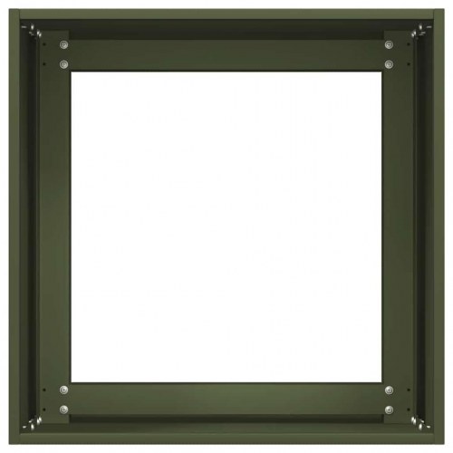 Plantekasse 40 × 40 × 40 cm i koldvalset stål - olivengrøn