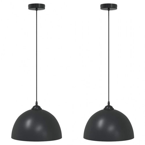 Pendellamper 2 stk højdejusterbar E27 Ø 30 cm metal sort
