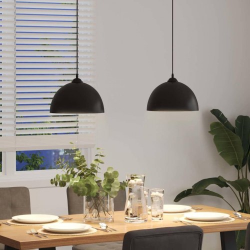 Pendellamper 2 stk højdejusterbar E27 Ø 30 cm metal sort