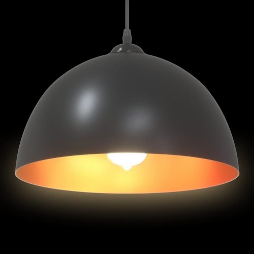 Pendellamper 2 stk højdejusterbar E27 Ø 30 cm metal sort