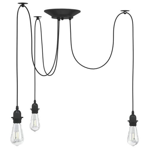 Pendellampe med 3 lampeholdere E27 metal sort