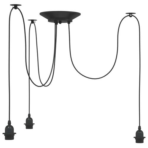 Pendellampe med 3 lampeholdere E27 metal sort
