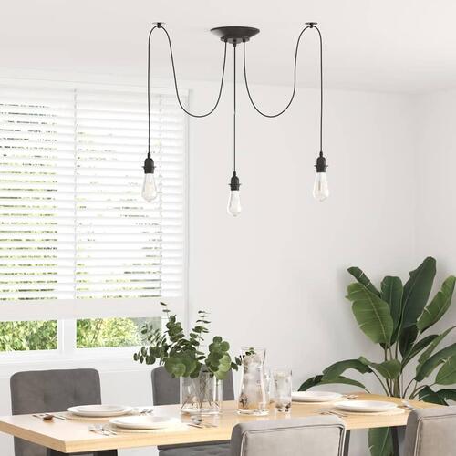 Pendellampe med 3 lampeholdere E27 metal sort