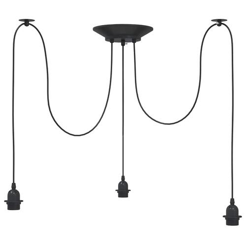 Pendellampe med 3 lampeholdere E27 metal sort