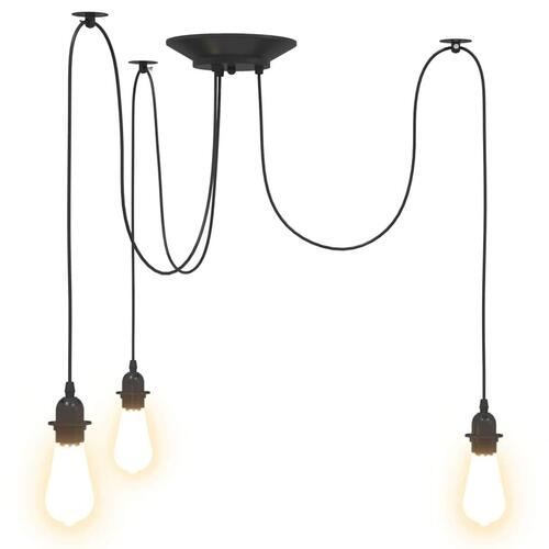 Pendellampe med 3 lampeholdere E27 metal sort