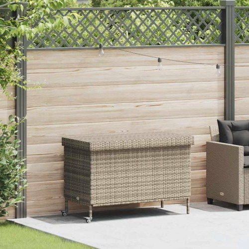Opbevaringsboks med hjul i polyrattan 110×55×73 cm - lysegrå