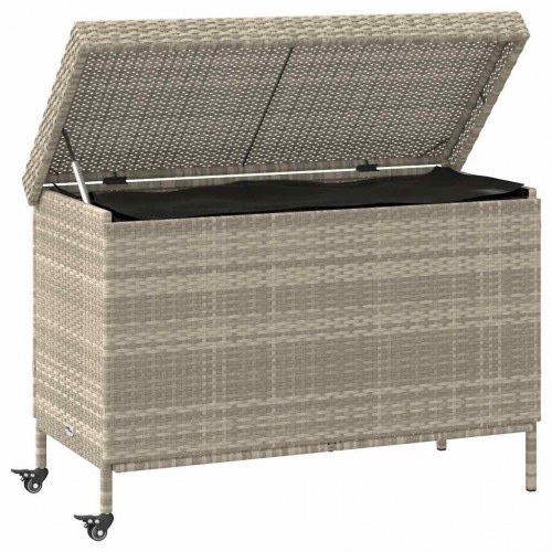 Opbevaringsboks med hjul i polyrattan 110×55×73 cm - lysegrå