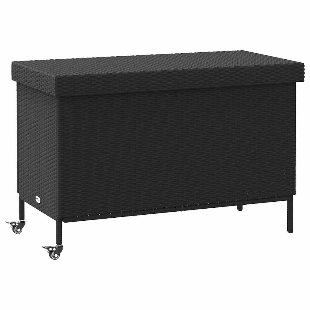 Opbevaringsboks med hjul 110x55x73 cm polyrattan sort