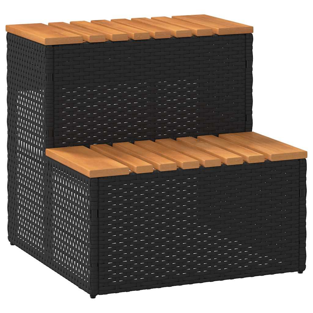 Spakant 50x50x50 Polyrattan Massivt Akacietræ Sort