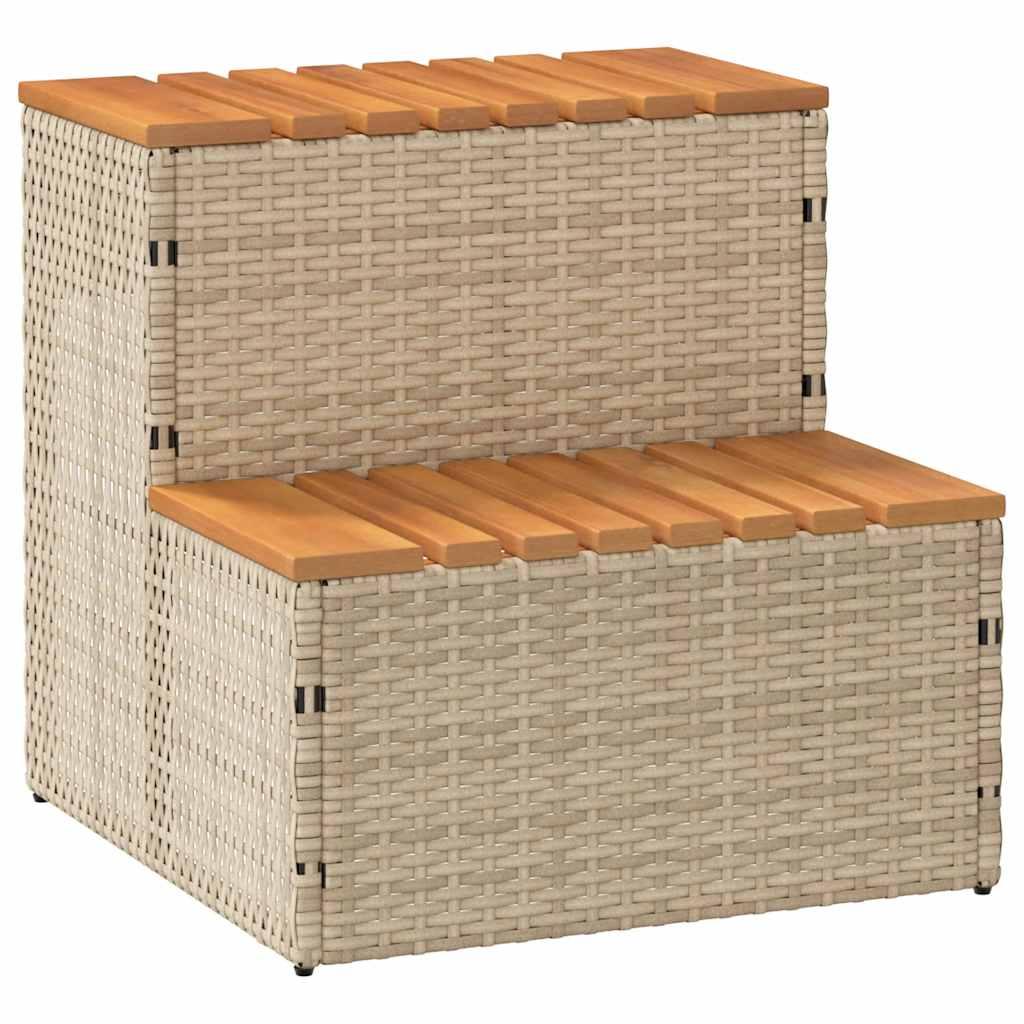 Spakant 50x50x50 Polyrattan Massivt Akacietræ Beige