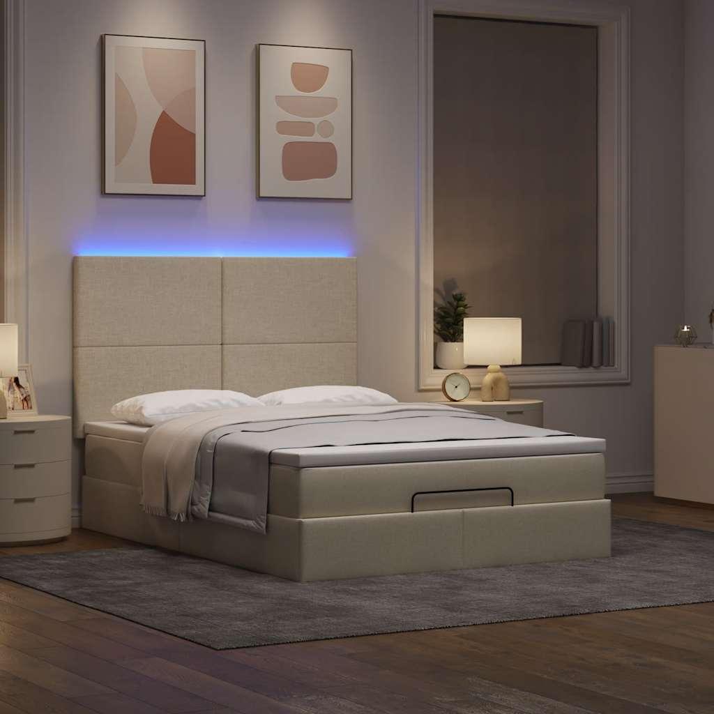 Osmannisk Sengeramme Med Madras Stof Farvet Creme - Med ensartet mønster / 140 x 200 cm