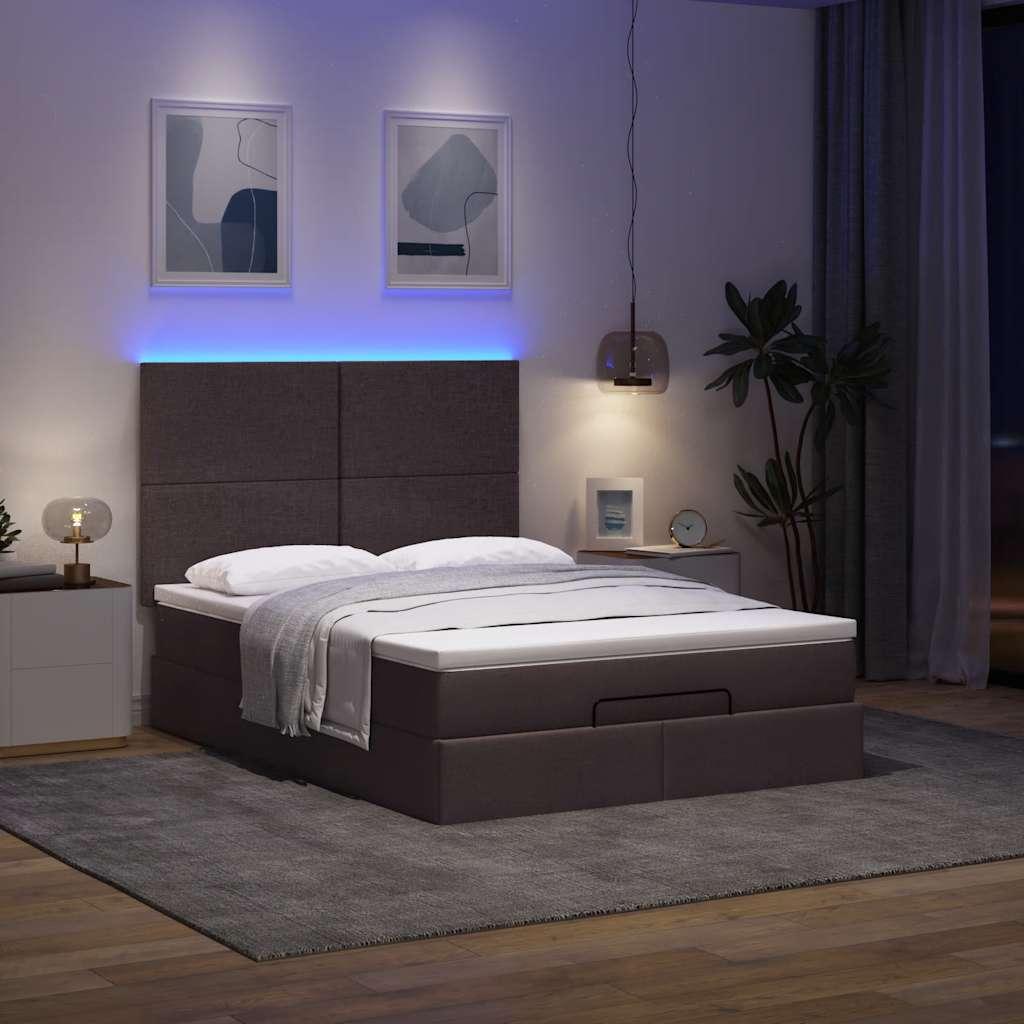 vidaXL osmannisk sengeramme med madras 140x200 cm stof mørkebrun