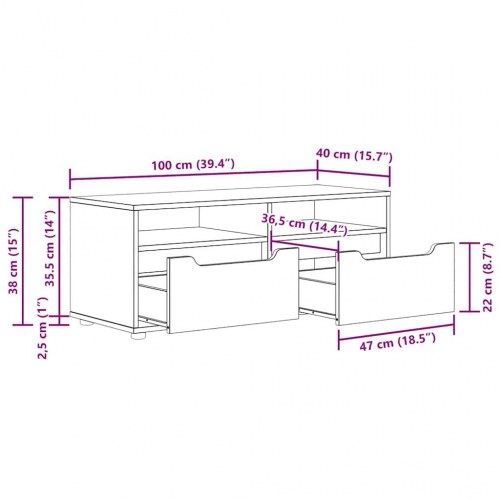 TV-bord VISNES 100 x 40 x 38 cm - sonoma-eg